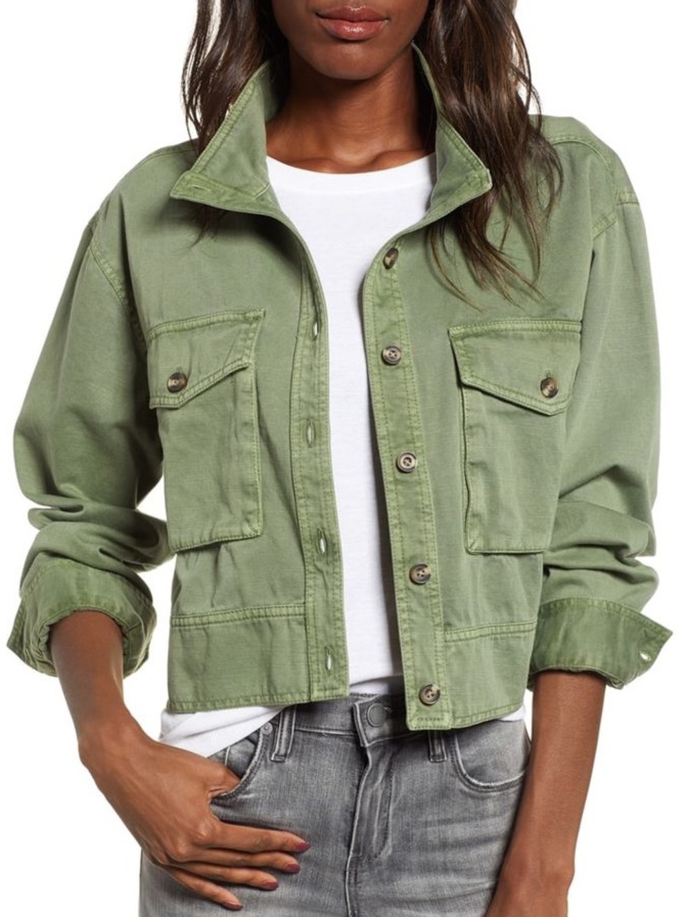 Green Cropped Utility Jacket